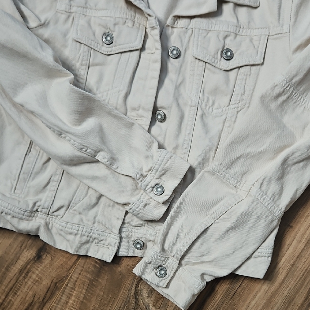 Free People Rumors Women's Cream Denim Jacket Small - Picture 10 of 11